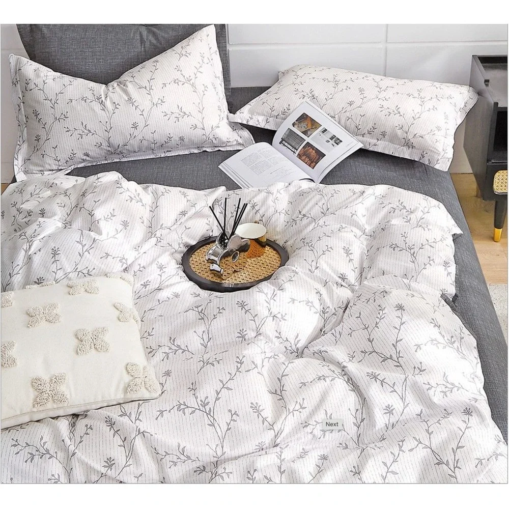 Ivy Gray Branches 100% Cotton Comforter‎ Set King Modern Farmhouse Minimalist